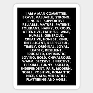 I am a man: 50 positive affirmations Sticker